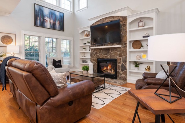 Hearth detail in a renovated living space — Outdoor Fireplace Service in Pinecrest, FL